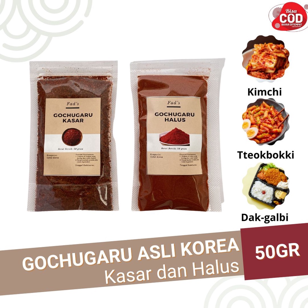 Gochugaru Kasar 50gr - Gochugaru Halus 50gr - Gochugaru Asli Korea