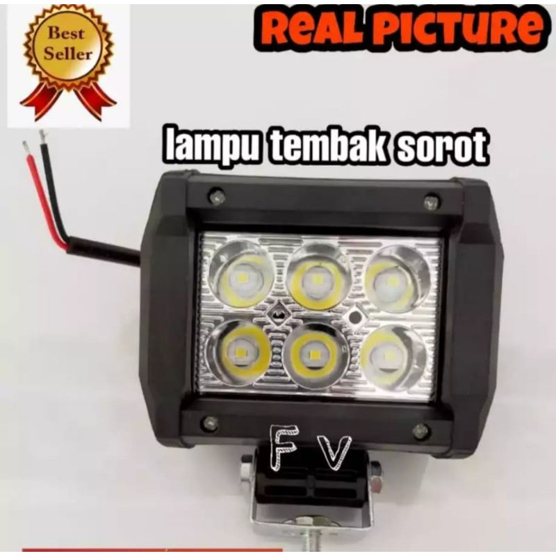 lampu tembak sorot mini 6 mata model kotak motor mobil 12 volt