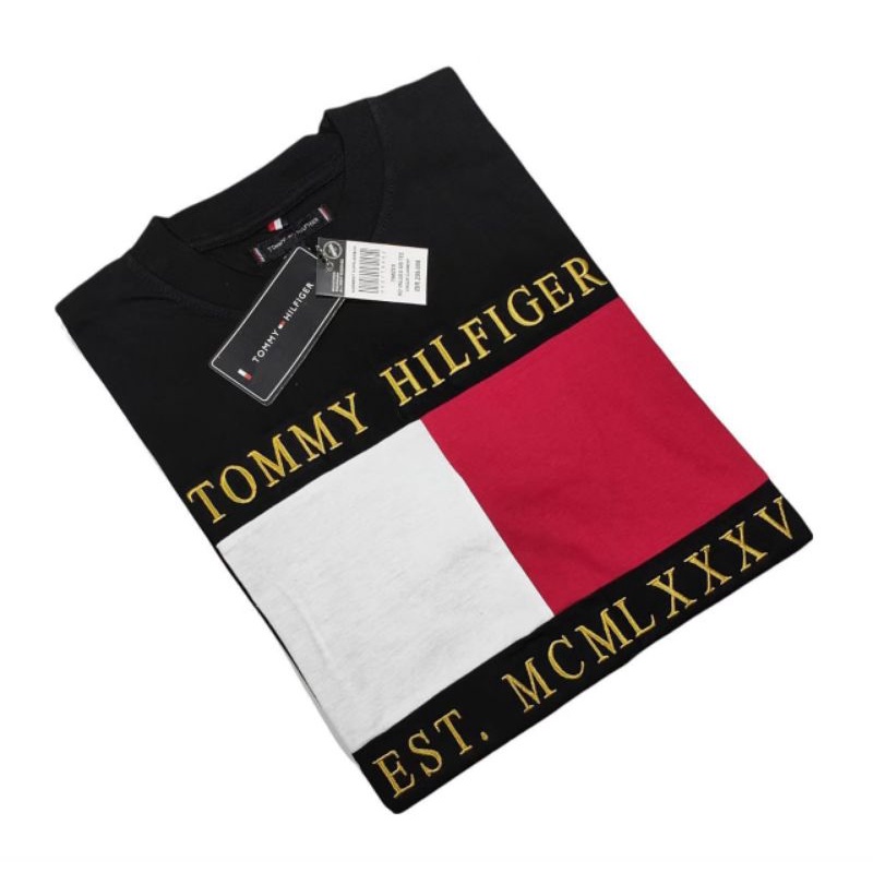 KAOS PRIA PREMIUM TOMMY HILFIGER6585 BORDIR LENGAN PENDEK M L XL