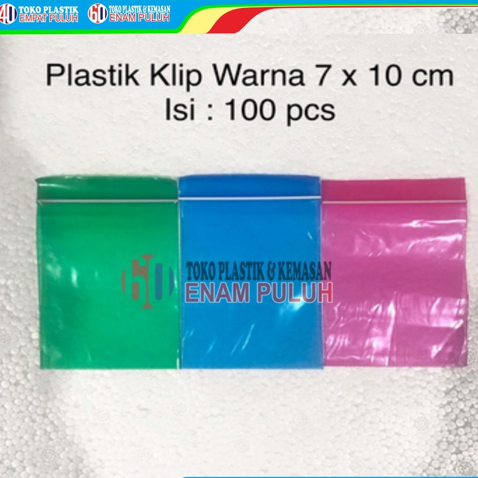 Klip plastik klip warna obat merah pink hijau biru 7x10 100 pcs polos