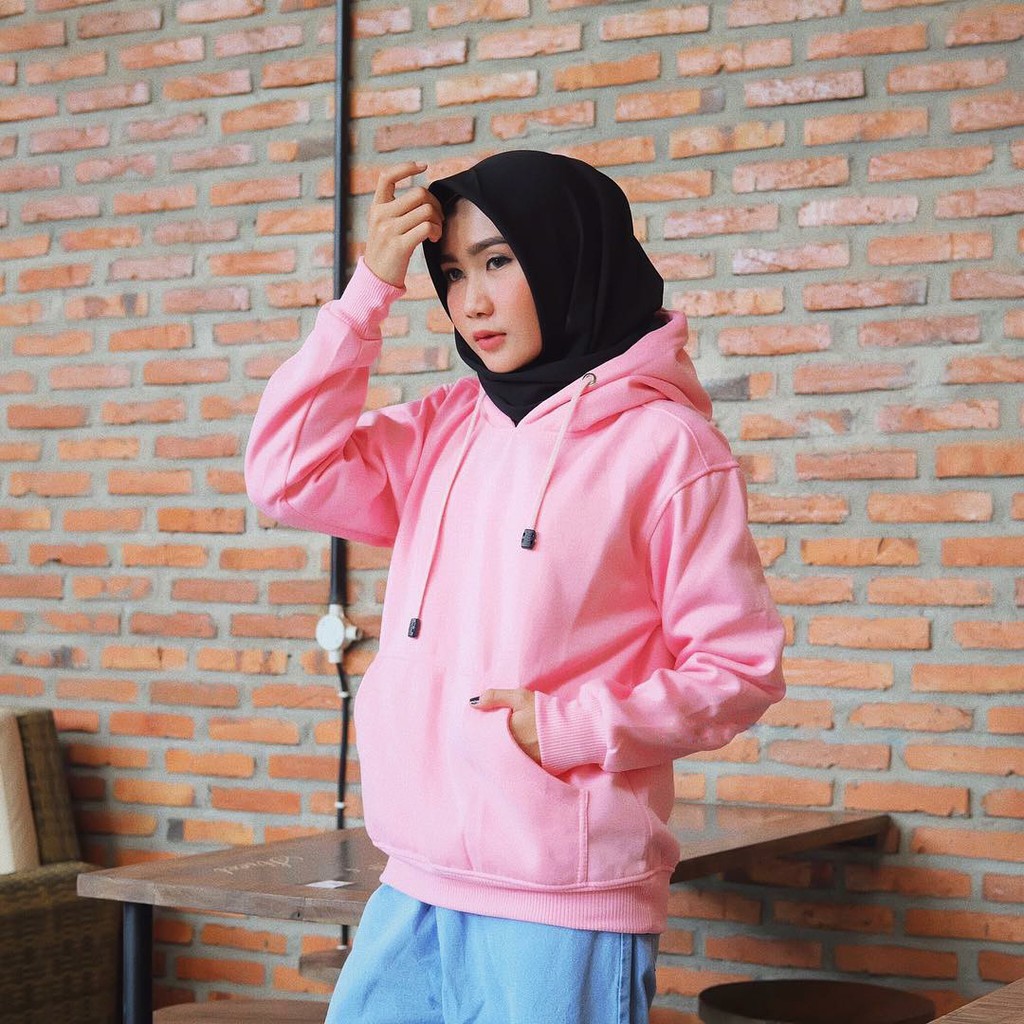 JAKET POLOS HOODIE JUMPER POLOS JAKET PINK SOFT POLOS M L XL XXL