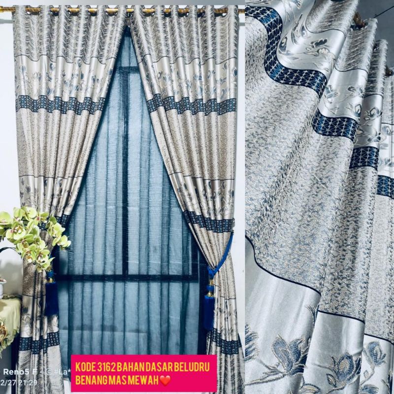 hordeng murah/gorden poni gabung hordeng minimalis/korden pintu dan jendela