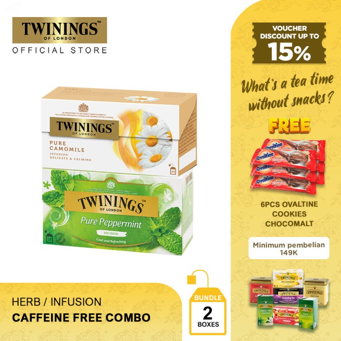 

DISKON - (BISA COD) [Paket Bundle] Twinings Teh Celup Pure Peppermint dan Pure Camomile