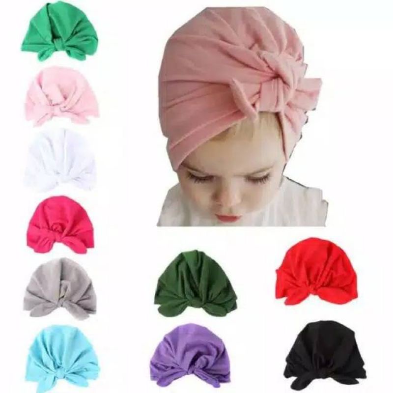 TOPI TURBAN POLOS ANAK LUCU CIPUT BAYI TOPI ANAK CEWEK MURAH UNTUK 0-3 TAHUN BAHAN LEMBUT ADEM ELASTIS MELAR  PREMIUM