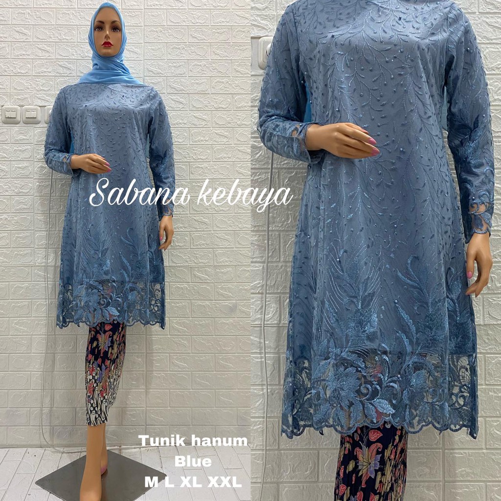 REAL PICT SET TUNIK TULLE MUTIARA BORDIR / SET TUNIK TULLE MUTIARA BORDIR