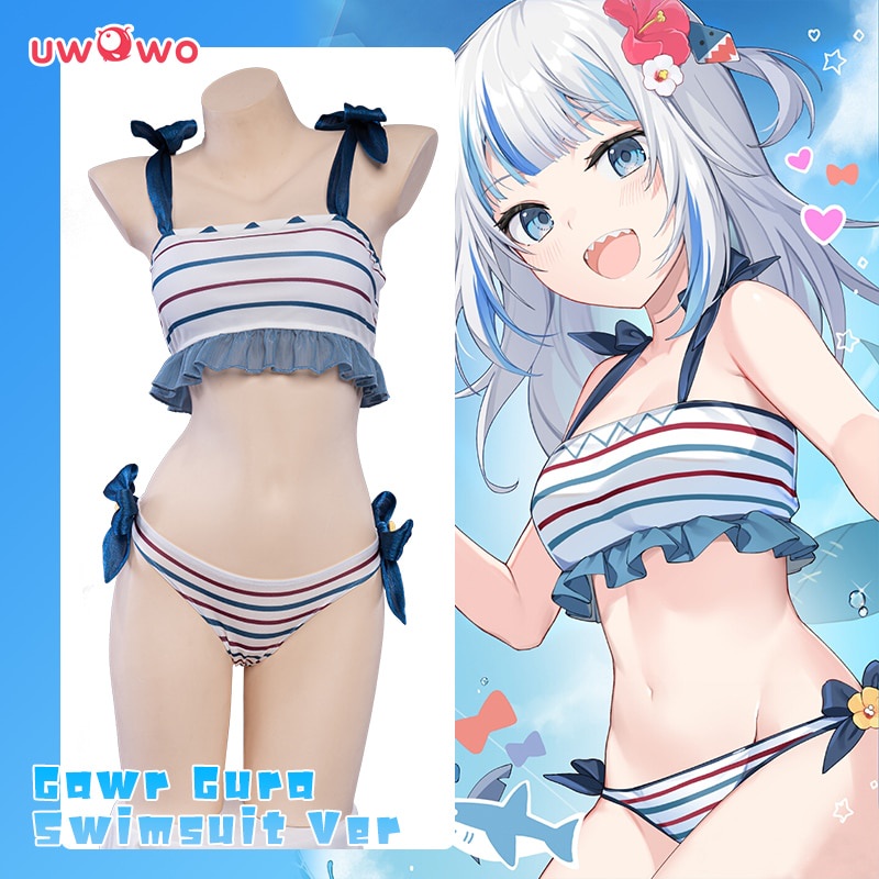 PREORDER UWOWO Virtual YouTuber Gawr Gura Cosplay Costume Hololive Birthday Summer Swimsuit Sandy Be