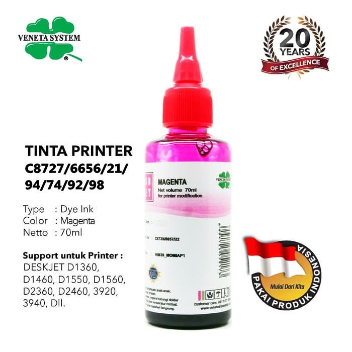 TINTA REFILL ISI ULANG BOTOL INFUS PRINTER HP 70ML - SET CMYK