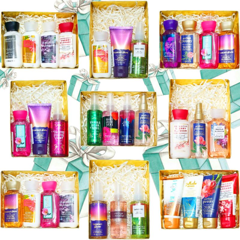 BATH &amp; BODY WORKS BBW PAKET TRAVEL SIZE MIST SHOWER GEL BODY LOTION BODY CREAM WITH BOX HEMAT SUPER MURAH LEBAY HAMPERS KADO HADIAH HARI RAYA IBU NATAL ULANG TAHUN BIRTHDAY VALENTINE SESERAHAN NATAL CHRISTMAS LENGKAP A THOUSAND WISHES WARM VANILLA SUGAR