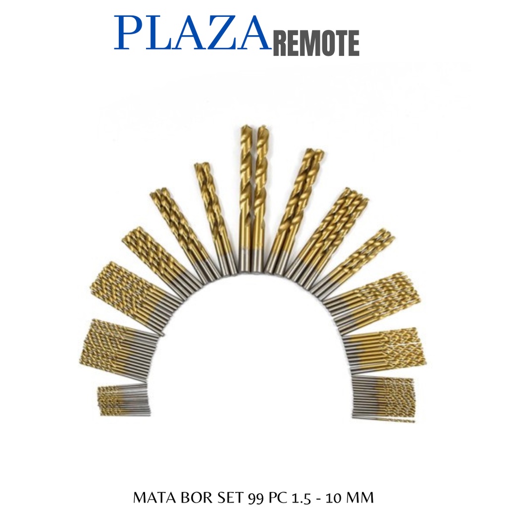 MATA BOR SET TITANIUM  ISI 99 PCS HSS KAYU PLASTIK PCB BESI ALUMUNIUM DLL 1.5  - 10 MM