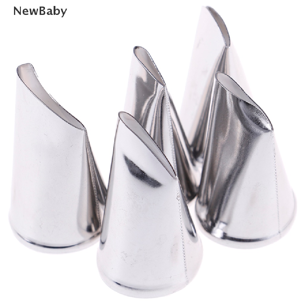 Newbaby 5pcs Spuit Piping Bahan Metal Bentuk Bunga Mawar Untuk Dekorasi Kue