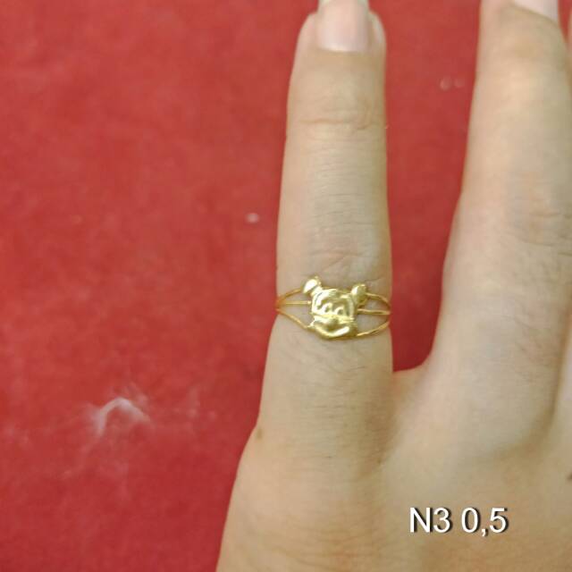 Cincin No 3 anak dan dewasa emas asli kadar 700 70% 22 1 satu gram gold kuning permata strawberry mickey warna