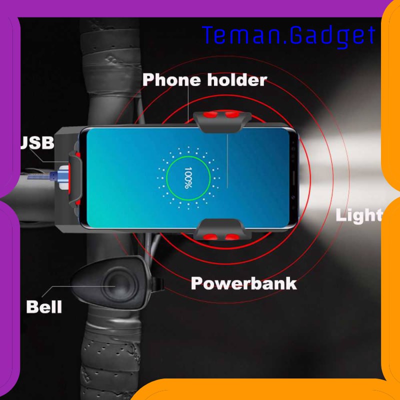 TG-IB396 ZACRO LAMPU SEPEDA FLASHLIGHT PHONE HOLDER POWER BANK 2000MAH ZJC0158