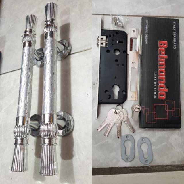 Paket handle pintu stainless 35cm + body pelor belmondo