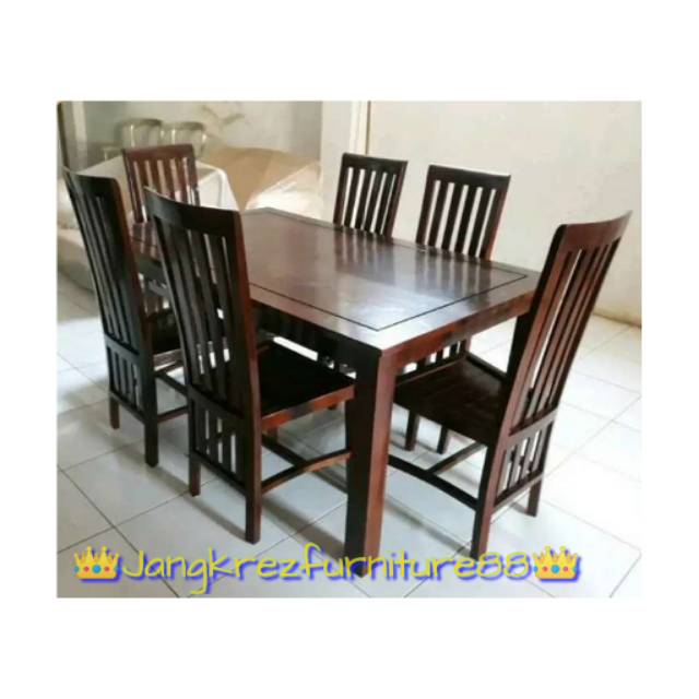 MEJA MAKAN 6KURSI MINIMALIS JATI