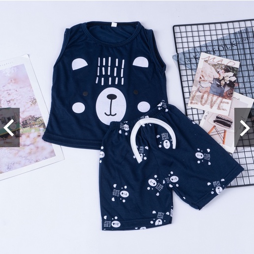 Setelan Singlet Anak Cowok motif sablon  / Set Anak Laki Laki / Setelan Anak Motif Karakter Hewan 1-5 thn