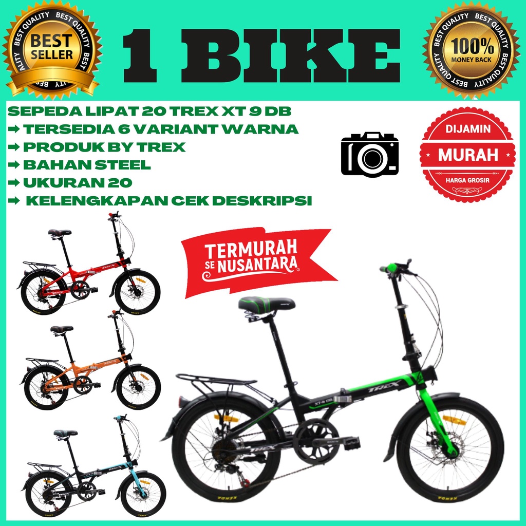 Sepeda Lipat 20 Inch Trex XT9 DB 7 Speed Cakram Mekanik