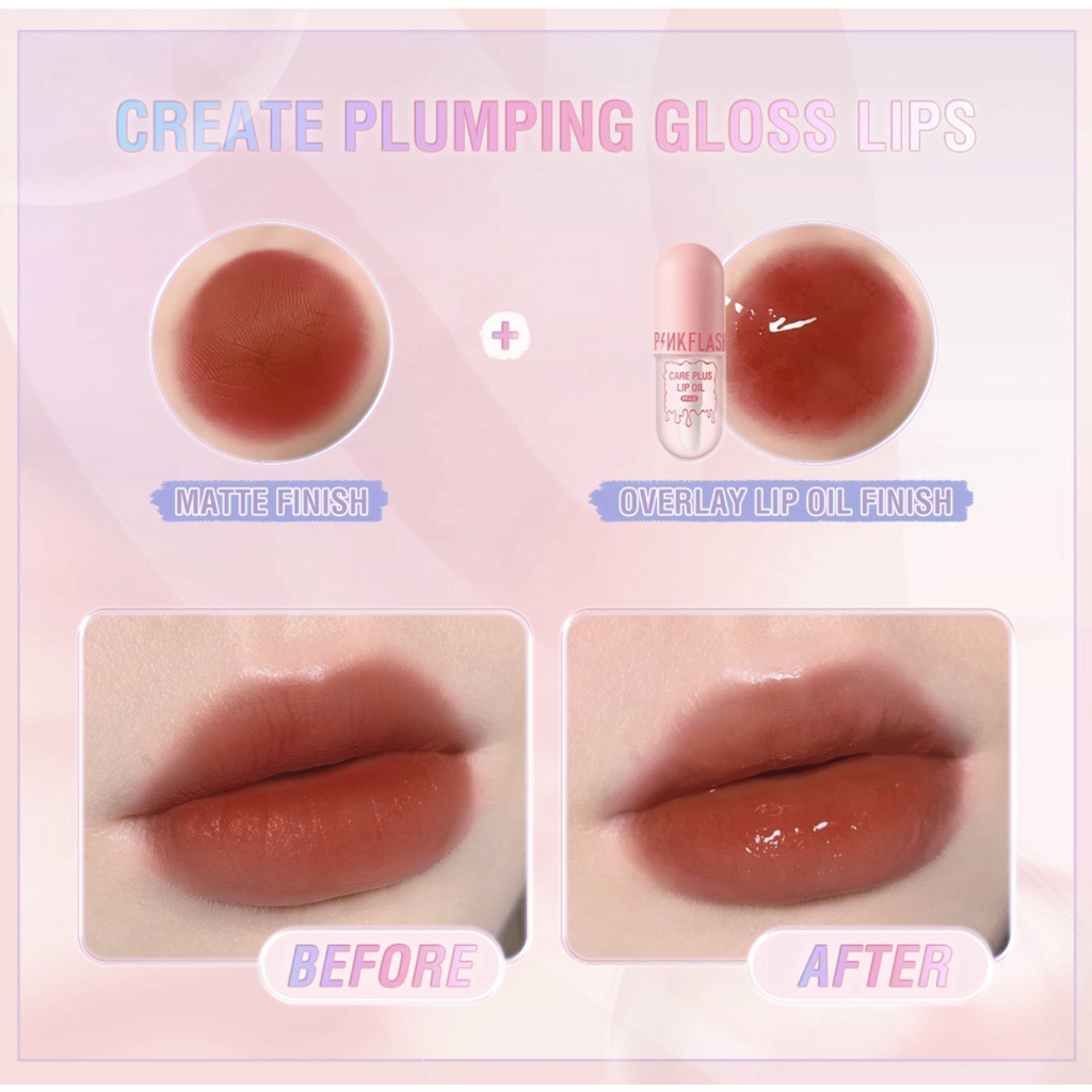 PINKFLASH Natural Lip Oil Lip Balm Lip Gloss Moisturize Repair Nourish Reduce Wrinkles Waterproof Multi-uses