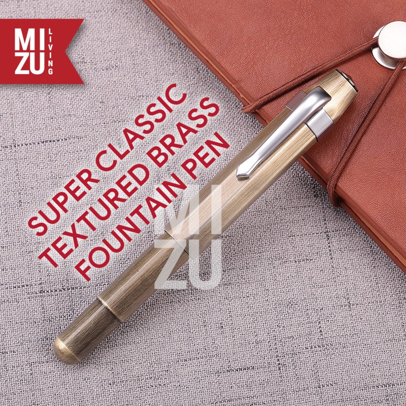 MIZU BURASU Classic Brass Fountain Pen Kuningan Stainless Steel Iridium Nib