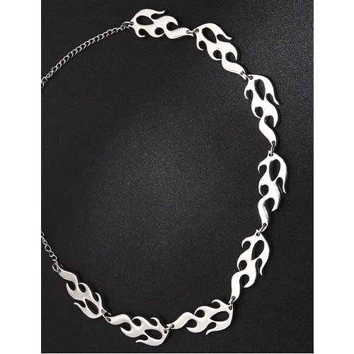 LRC Kalung Fashion Silver Flame Alloy Hollow Necklace K26841