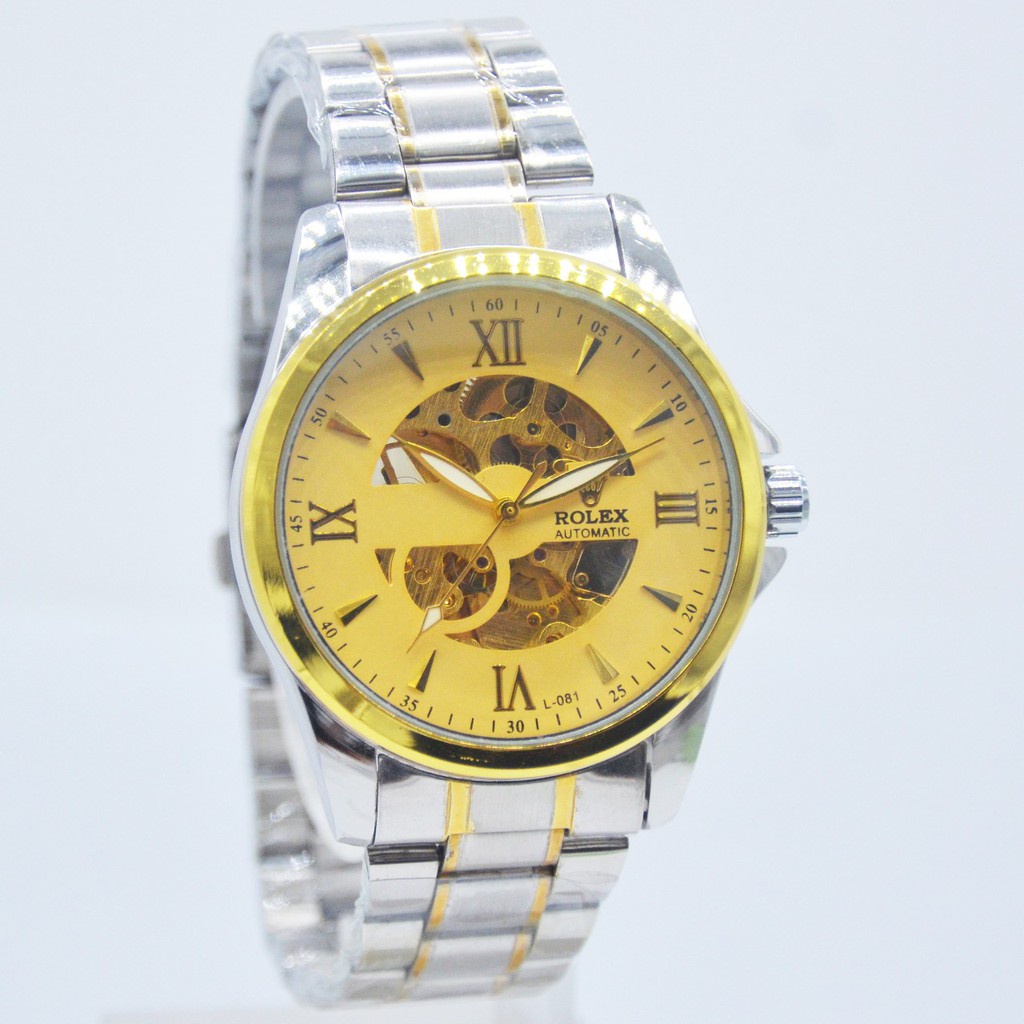 Jam Tangan Pria Rolex Autometic Otomatis Tanpa Batrai Tali Rantai Stainless Steel Free Box Rolex