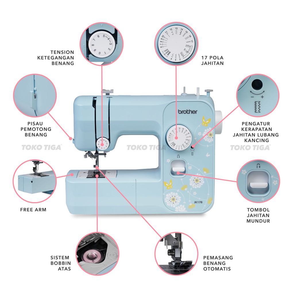 Mesin Jahit BROTHER JK-17B / JK17B Portable Multifungsi (Exclusive Product)