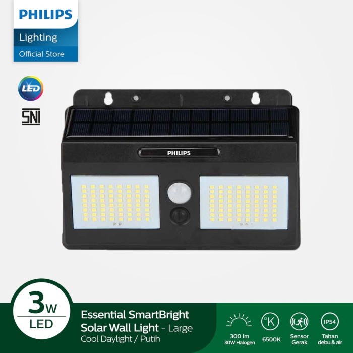 PHILIPS Essential SMARTBRIGHT Lampu Solar Dinding BWS010 LED 300 Tenaga Surya Outdoor