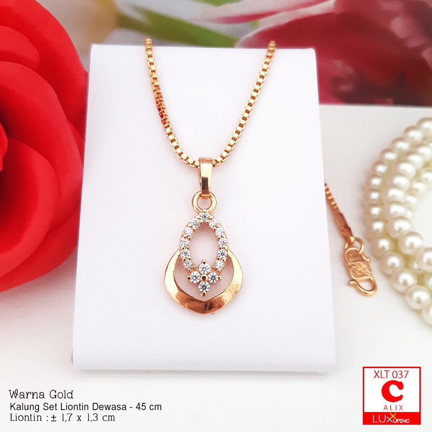 XLT 037 Kalung Itali Dengan Liontin Mata Sirkon Perhiasan Wanita Lapis Emas 18K Kalung Xuping Merk Yaxiya Luxx Xuping