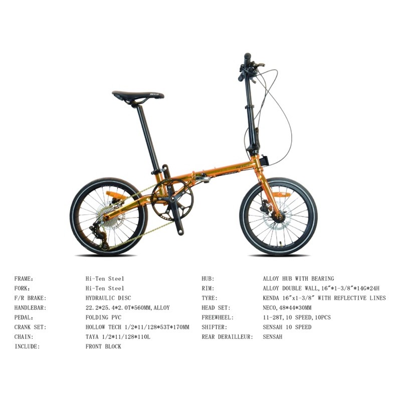 Sepeda lipat 16 inch RACELLO NOBIT 10 speed Hidrolik