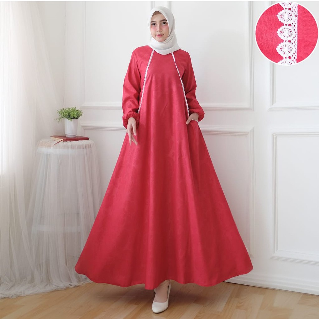 HOPYLOVY - Maxi Dress Wanita Almayra kombinasi Renda