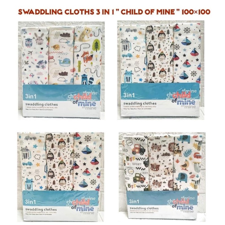 Bedong Bayi Platinum 3in1 100x100cm Swaddling Clothes Child Of Mine