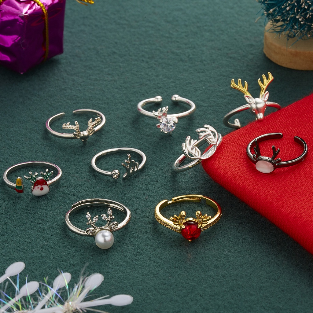 Cincin 925 sterling silver Model Kepala Rusa Aksen Mutiara Imitasi Untuk Pria Dan Wanita