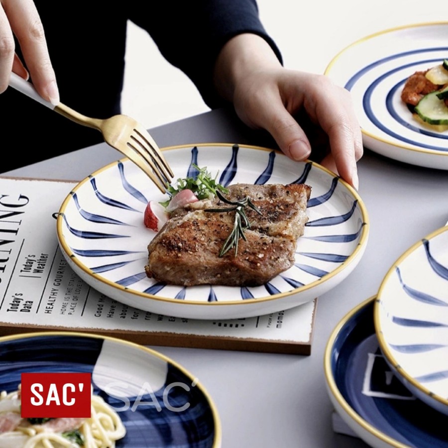 AISURU Japanese Style Steak Plate Mangkok Piring Makan Ala Jepang - MOTIF A, LARGE 25CM-2