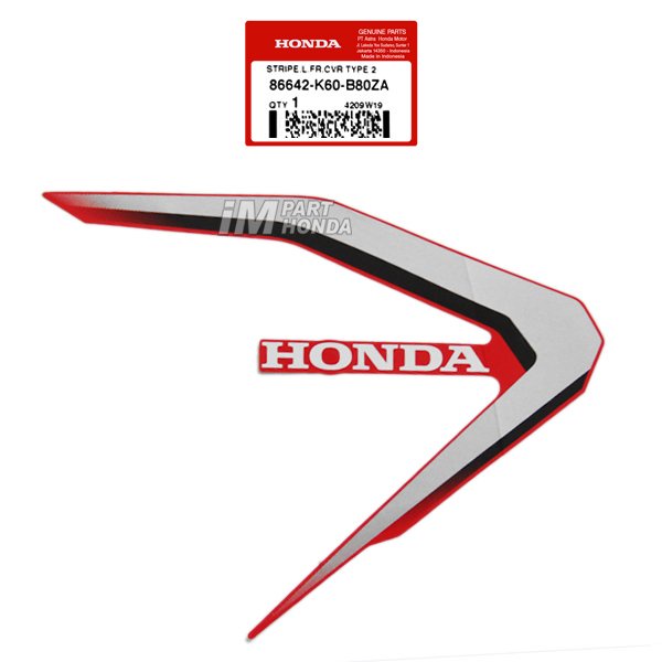 86642-K60-B80ZA Stiker Sayap Kiri Vario 125 LED 2019 Merah