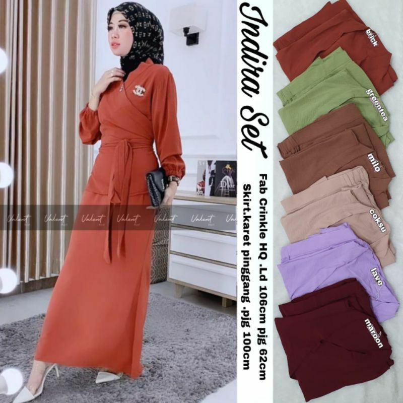 One Set Rok Wanita Muslimah Kekinian Indira Set by Hijab Fashion Solo-3