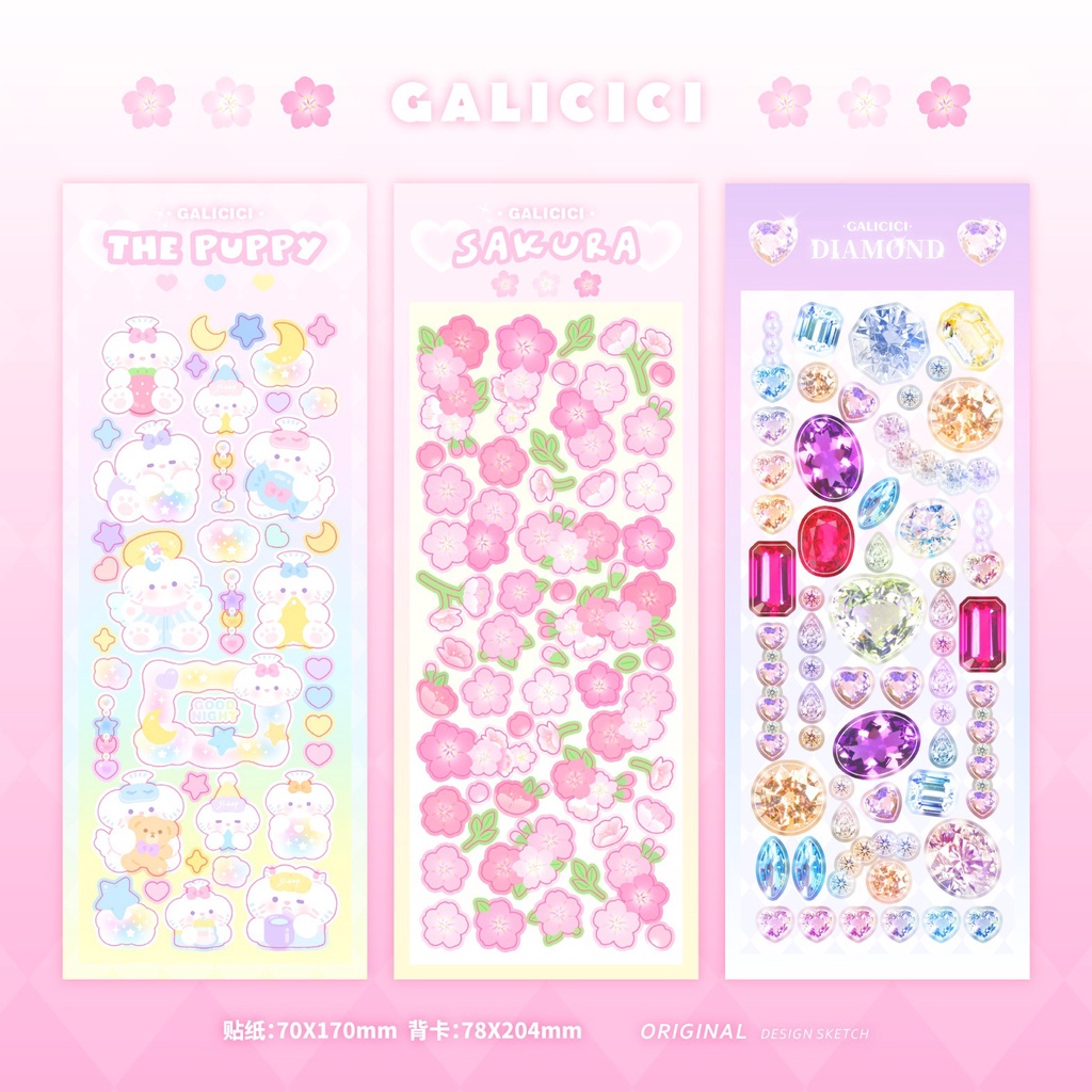 Galicici Stiker Laser Diamond Cherry Blossom Untuk Dekorasi DIY