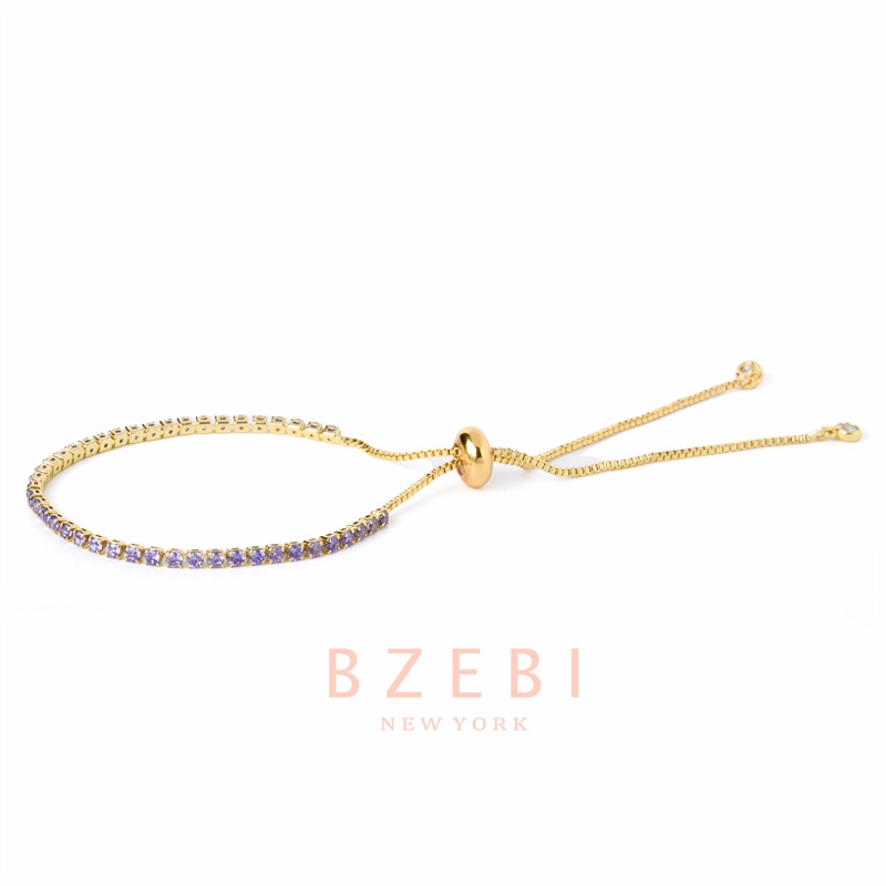 Bzebi Gelang Rantai Lapis Emas 18k Adjustable Dengan Kotak Penyimpanan 40b