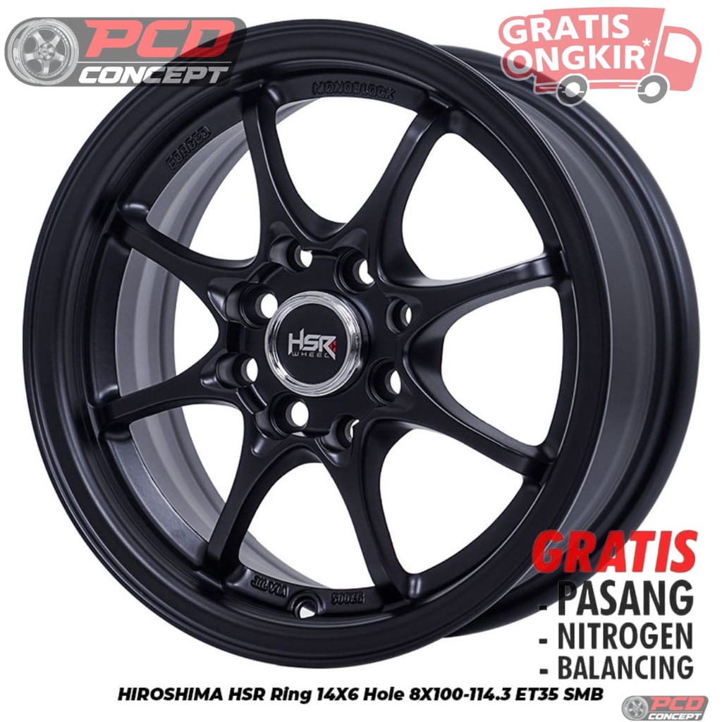 VELG MOBIL STANDAR BRIO AGYA CALYA R14 HSR WHEEL HIROSIMA R14 BLACK