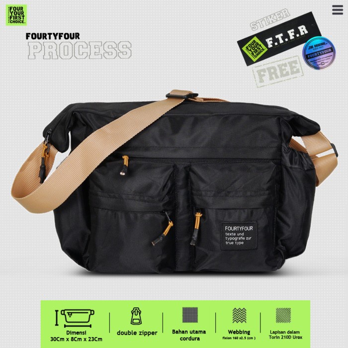 PROMO BISA COD TAS SELEMPANG PRIA Tas Selempang Pria FourtyFour Process Kantung Samping - Hitam ANTI