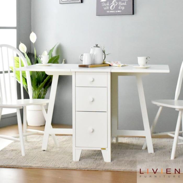 LIVIEN MEJA MAKAN LIPAT TRANSFORMER WHITE / MEJA MAKAN MURAH Best Seller