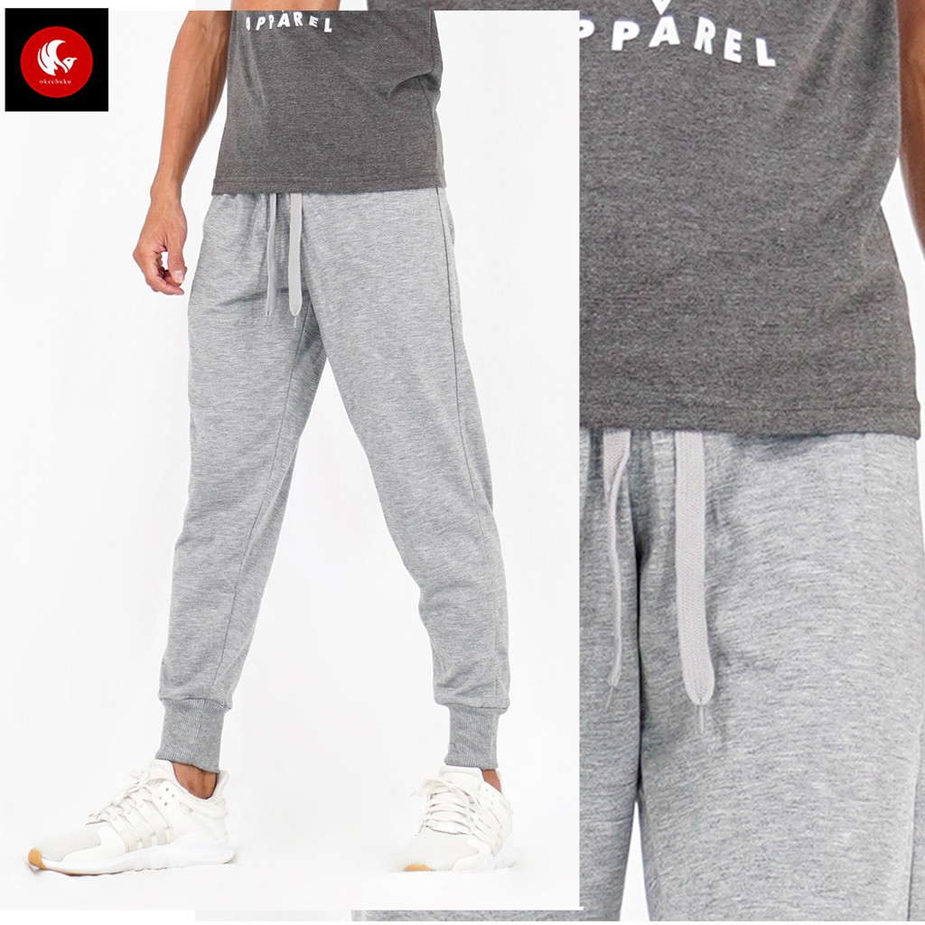 OKECHUKU Brooklyn Celana Panjang Pria Polos Basic Jogger Pant / Joger Pants-Abu Muda