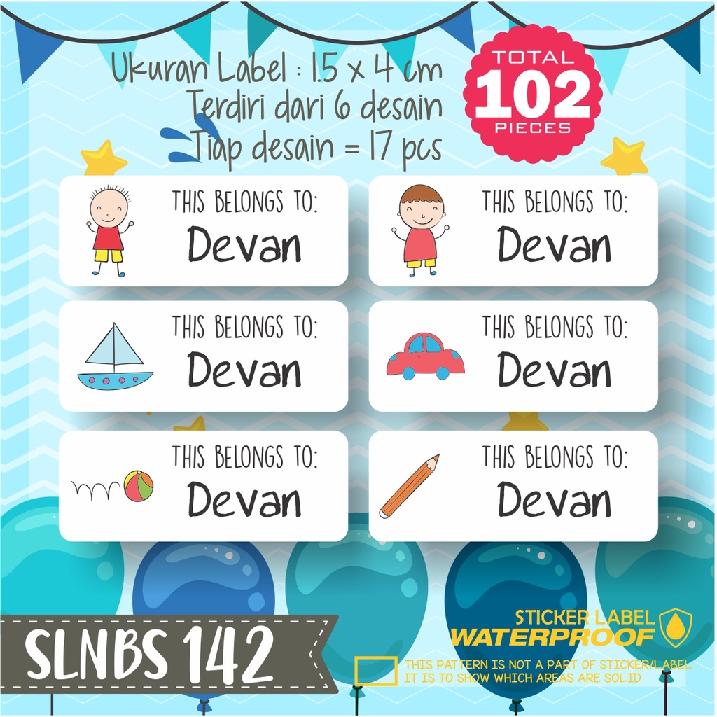 

stiker label nama anak kartun sticker anti air bunga tanaman SLNBS 142