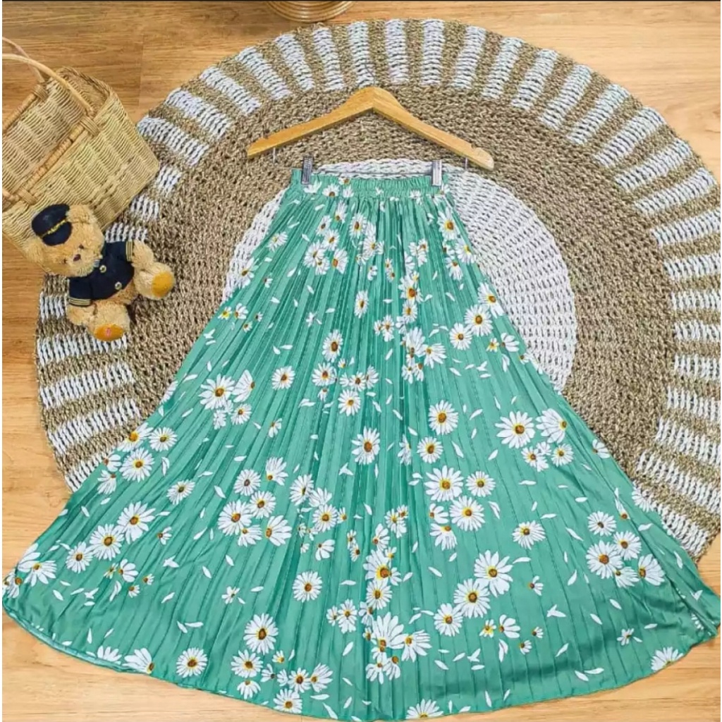 ROK PLISKET DAISY ROK PLISKET MOTIF BUNGA ROK PLISKET TERMURAH PLISKET DAISY PREMIUM TERLARIS