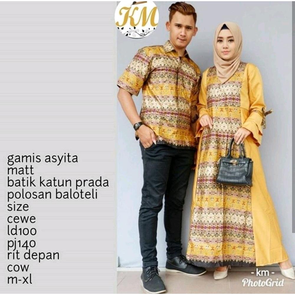 Baju Couple Gamis Batik Terbaru Warna Kuning DY 1806 Shopee Indonesia