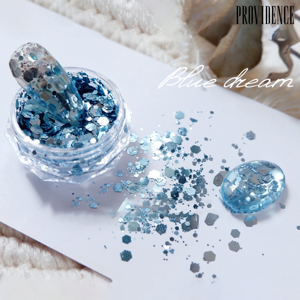 Providence 2Pcs/Set Nail Flakes Mermaid Effect Glitter Blue Sparkly Mix Hexagon Colorful Sequins for Beauty