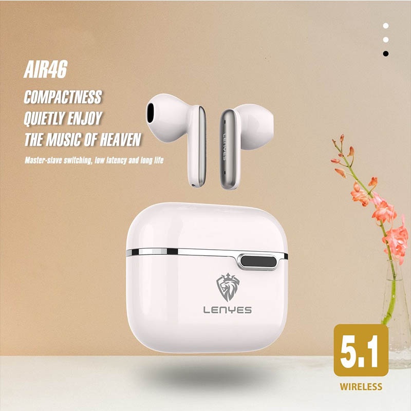 Headset Wireless Earphone Lenyes AIR 46 TWS Classic Rock Bluetooth 5.1 Earbuds Hifi Stereo Heavy Bass