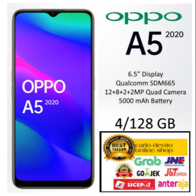 HP OPPO A5 4/128 RAM 4 MEMORI 128 GERANSI RESMI OPPO INDONESIA