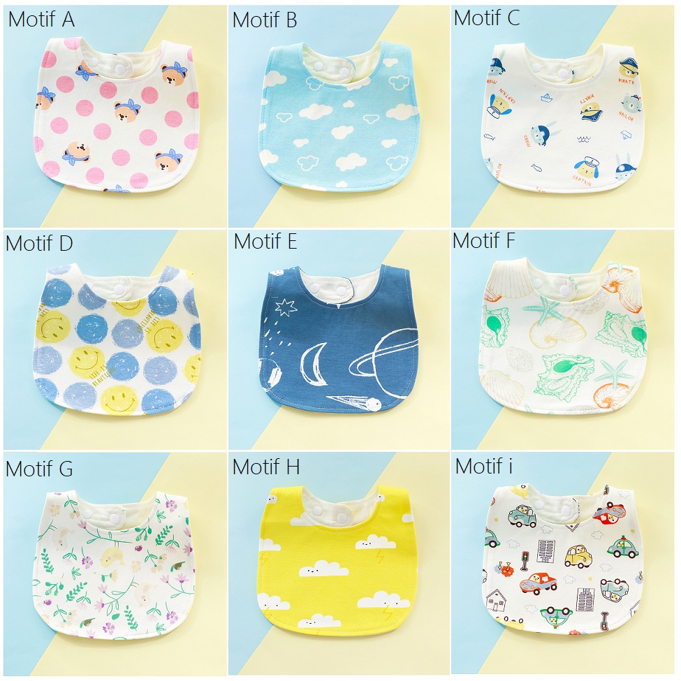 Slabber Bayi Anak / Celemek Bayi Anak / Bibs Anak Motif Persegi