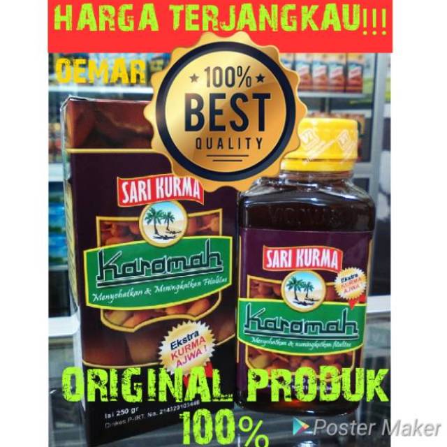 

ORIGINAL PRODUK Sari kurma Karomah 250gr - Sarikurma Karomah plus Kurma Ajwa