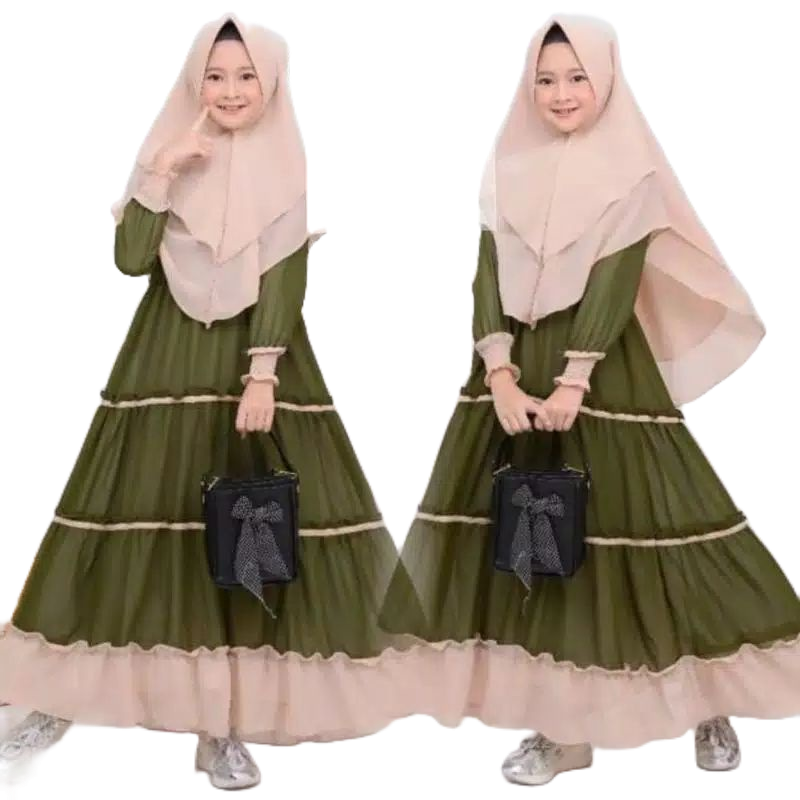 Gamis Anak Syari Set hijab/Baju Gamis anak perempuan ALYA