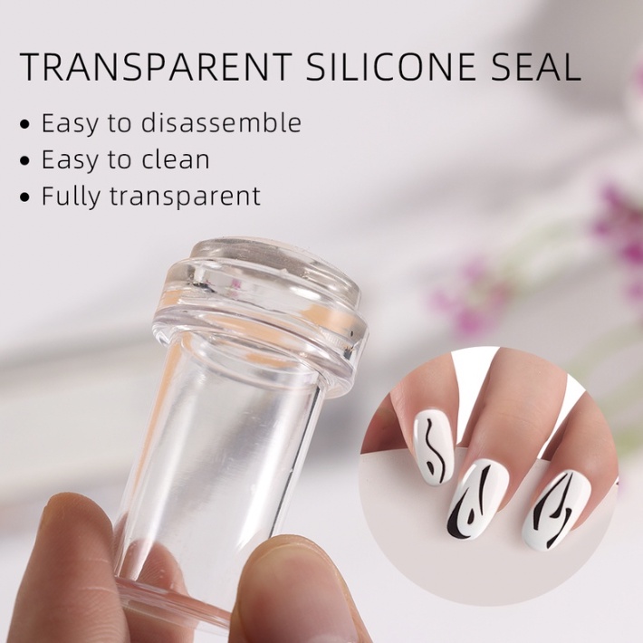Stempel Kuku Nail Art Stamp Mini Transparan Jelly Scraper Desain DIY Silikon KU025